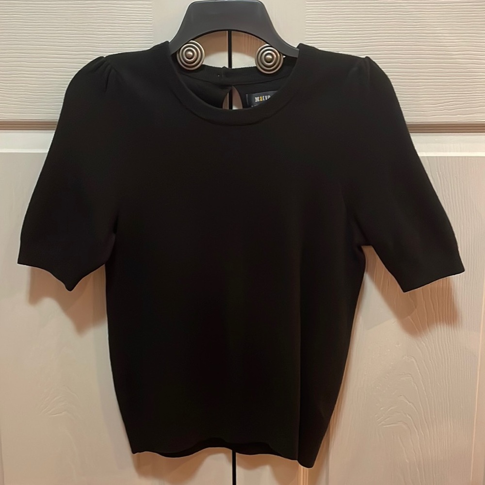 Maeve by Anthropologie Black Jacquard Knit Tee